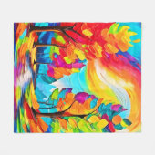 虹の木：鮮やかな森 フリースブランケット (正面(横))