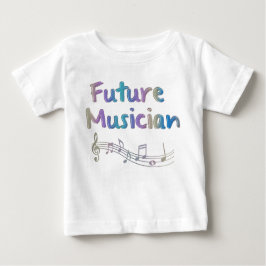 虹の未来のミュージシャンの音符の子供のティー ベビーTシャツ