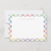 虹の格子模様がキュートなパステルカラーの子供用オリジナルノート ノートカード (正面)
