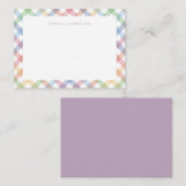 虹の格子模様が可愛いパステルカラーの子供用オリジナルノート ノートカード (正面/裏面)