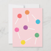 虹の棒つきキャンデーキャンデーのバースデーパーティ招待状 招待状 (裏面)