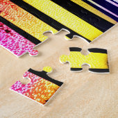 虹の森の神秘的な黒い木のシルエット ジグソーパズル (側面)