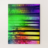 虹の森の魅惑的な黒い木のシルエット ジグソーパズル (縦)