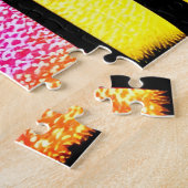 虹の森の魅惑的な黒い木のシルエット ジグソーパズル (側面)