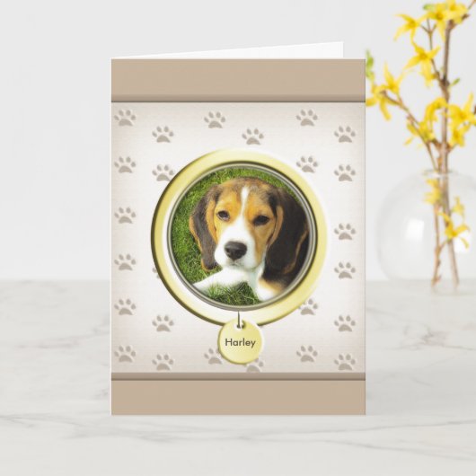 虹の橋のポームカードを持つ犬の記念碑 カード (黄色い花)