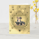 虹の橋のポームカードを持つ犬の記念碑 カード (黄色い花)