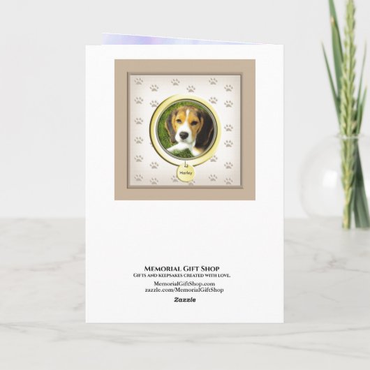 虹の橋の詩のカードを添えた犬の追悼 カード (裏面)