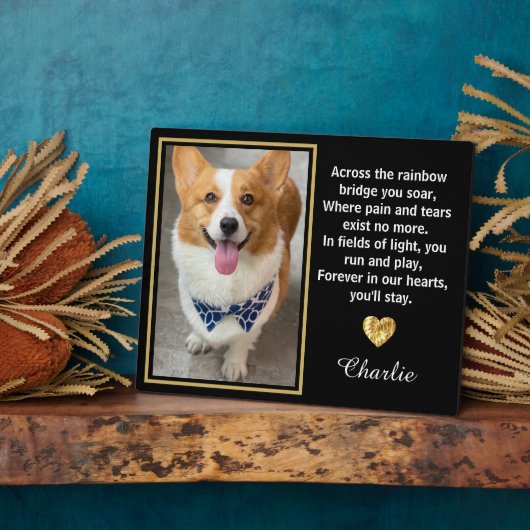 虹の橋を渡った愛犬の記念 フォトプラーク (側面)