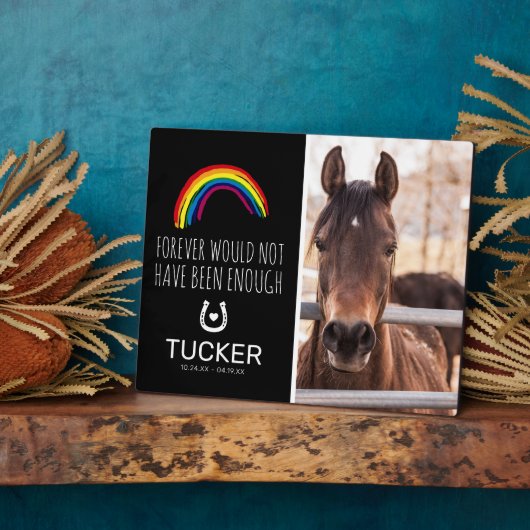 虹の橋 | ペットの馬の喪失 追悼記念品 フォトプラーク (側面)