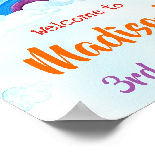 虹の歓迎パーティーサインの上にレインボーポスター ポスター (角)