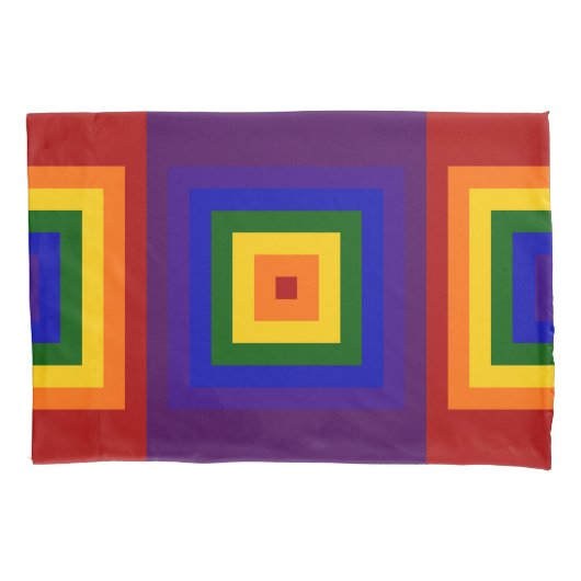 虹の正方形の幾何学的パターン 枕カバー (正面)