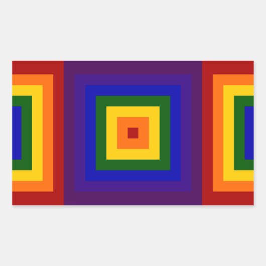 虹の正方形 長方形シール (正面)