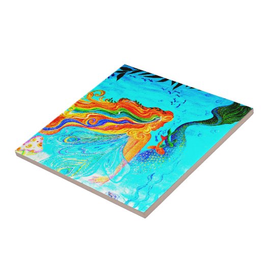 虹の毛の人魚のタイル タイル (側面)