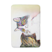 虹の毛の美しいふわふわ猫 バスマット (正面縦)