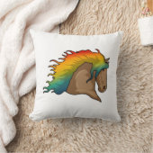 虹の毛の馬 クッション (ブランケット)