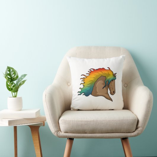 虹の毛の馬 クッション (椅子)