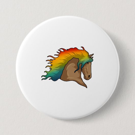 虹の毛の馬 缶バッジ (正面)