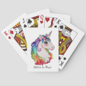 虹の毛を搭載する水彩画のユニコーン トランプ (裏面)