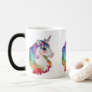 虹の毛を搭載する水彩画のユニコーン モーフィングマグカップ