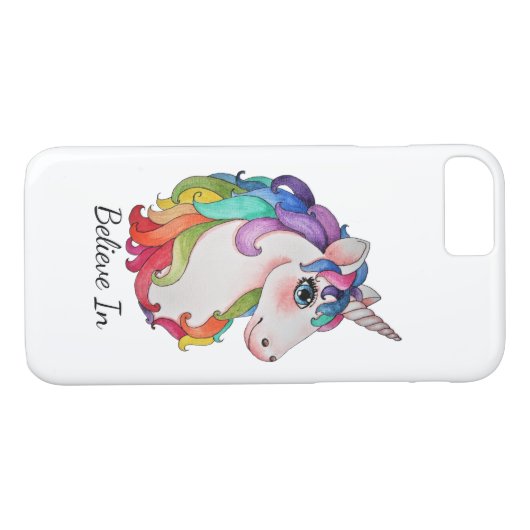 虹の毛を搭載する水彩画のユニコーン Case-Mate iPhoneケース (裏面(横))