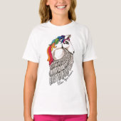 虹の毛を搭載する水彩画ペガソス Tシャツ (正面)