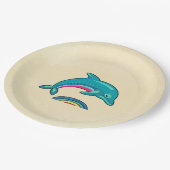 虹の水の上に湾曲したアクアグリーンドルフィン ペーパープレート (アングル)