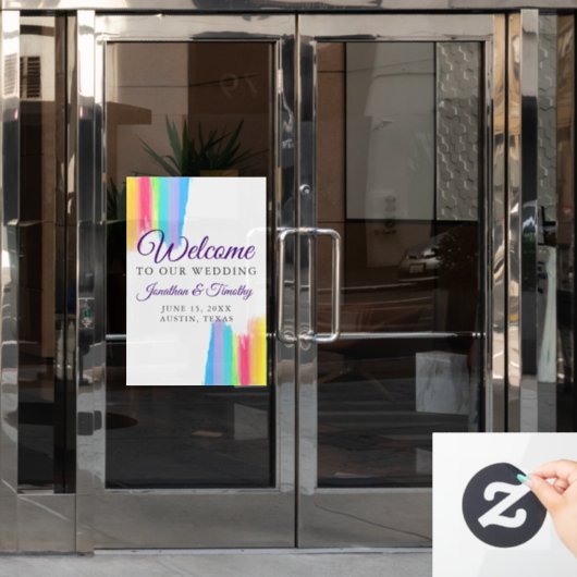 虹の水の色エレガントようこそ私たちの結婚もの ウィンドウサイン (オフィスドア)