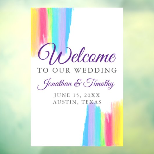 虹の水の色エレガントようこそ私たちの結婚もの ウィンドウサイン (シート3)