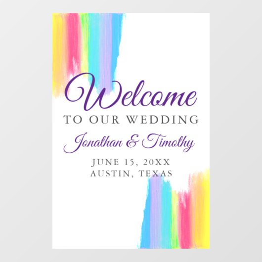 虹の水の色エレガントようこそ私たちの結婚もの ウィンドウサイン (シート)