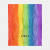 虹の水の色モダン名パーソナライズされた フリースブランケット (正面)