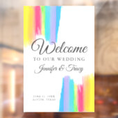 虹の水彩エレガントへようこそ結婚 ウィンドウサイン (シート2)