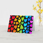 虹の水彩ハート柄 カード (黄色い花)