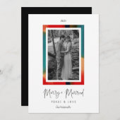 虹の水彩フレームとメリー平和結婚した シーズンカード (正面/裏面)