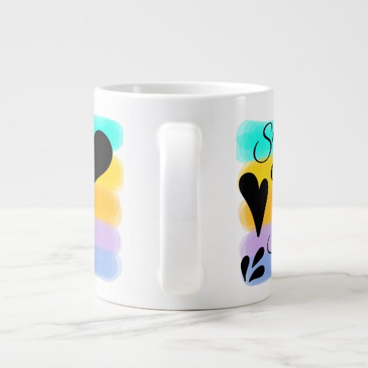 虹の水彩及び皮肉なユーモアのタイプ ジャンボコーヒーマグカップ (裏面)