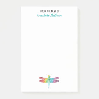 虹の水彩画のトンボの机から ポストイット