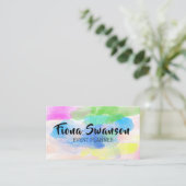 虹の水彩画のフェミニンな手書き 名刺 (スタンド正面)