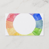 虹の水彩画のリングや輪のモダンで多彩な円 名刺 (裏面)