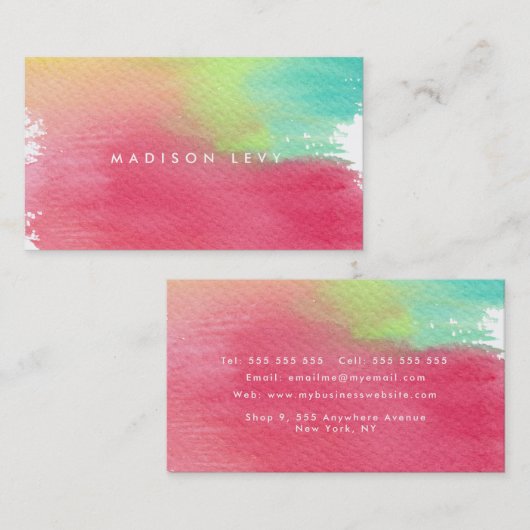虹の水彩画の同世代の人のミニマリスト 予約カード (正面/裏面)
