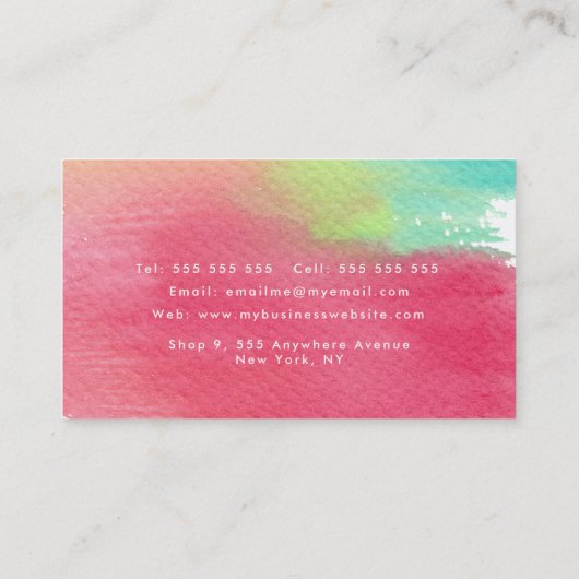 虹の水彩画の同世代の人のミニマリスト 予約カード (裏面)