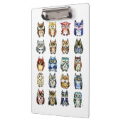 虹の水彩画フクロウおよび猫 クリップボード (左)