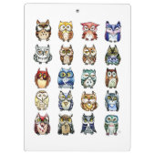 虹の水彩画フクロウおよび猫 クリップボード (裏面)