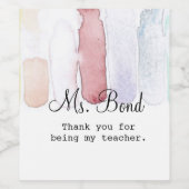 虹の水彩画教師感謝ギフト ワインラベル (シングルラベル)