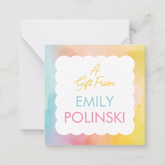 虹の水彩画 女子からのギフト 封筒 ノートカード (正面)