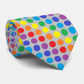 虹の水玉模様の銀 ネクタイ (ロール)