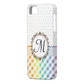 虹の水玉模様はモノグラムと点検し、縞で飾ります Case-Mate iPhoneケース (裏面左)