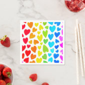 虹の水色のハートパターン スタンダードカクテルナプキン (インサイチュ)