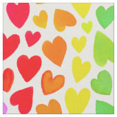 虹の水色のハートパターン ファブリック (クローズアップ)