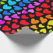 虹の水色のハートパターン ラッピングペーパー (角)