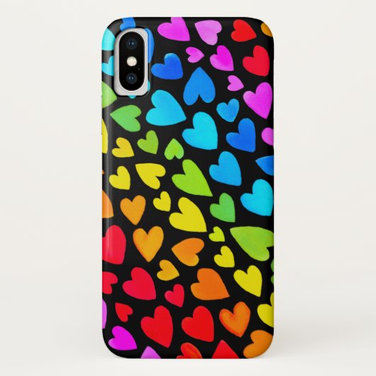 虹の水色のハートパターン Case-Mate iPhoneケース (裏面)