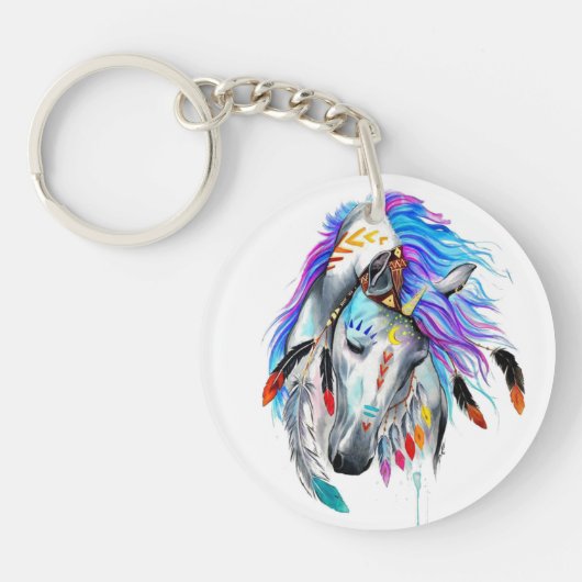 虹の水色の戦争馬 キーホルダー (正面)